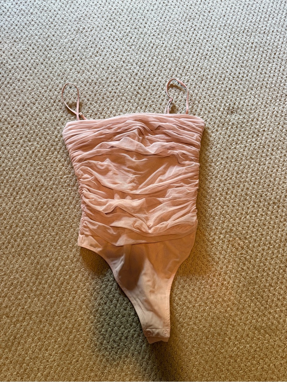 Babaton Baby Pink Ruched Mesh Bodysuit - Size 6